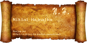 Niklai Hajnalka névjegykártya